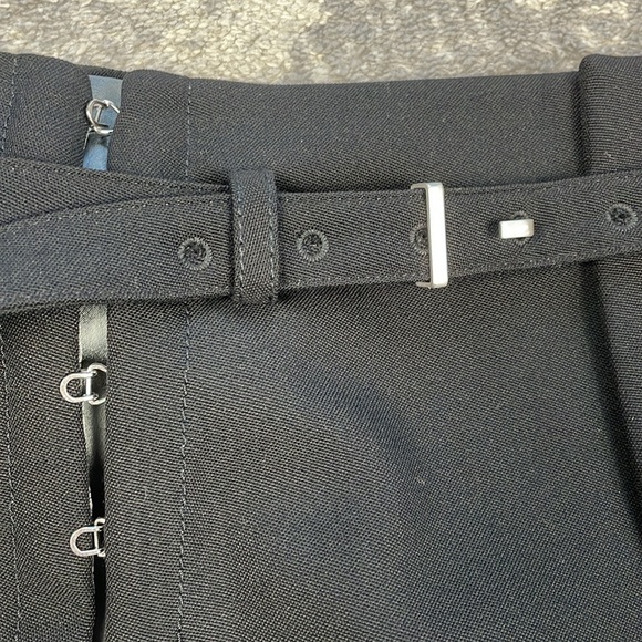 New Dion Lee Hook Detailed Wide Leg Trouser Pants Black Wool Blend Sz 6 - Picture 14 of 16